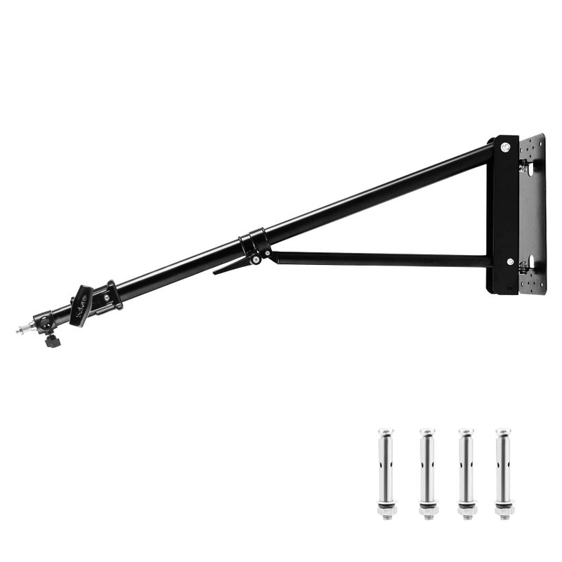 Selens Wall Mount Triangle Boom Arm-Max Length 5.9 Feet/180cm , 180Â° Flexible Rotation Camera Wall Mount for Photography Strobe Light, Ring Light, Umbrella Softbox, Reflector (Black) - Image 1